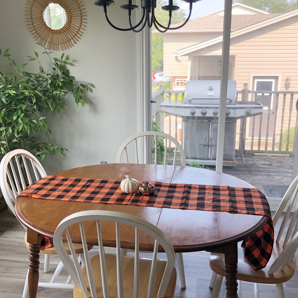 Black & Orange Halloween/Thanksgiving Plaid Table Runner